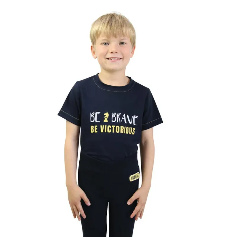 Little Rider Be Brave T-Shirt in Navy/Yellow