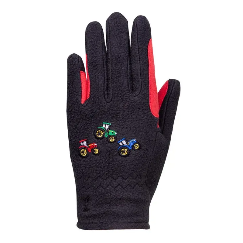 Little Rider Childs Tractor Collection Fleece Gloves in Grey/Red