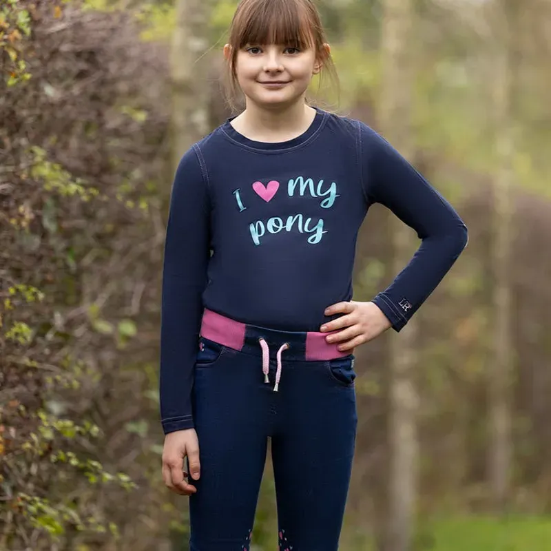Little Rider I Love My Pony Collection Long Sleeve T-Shirt in Navy