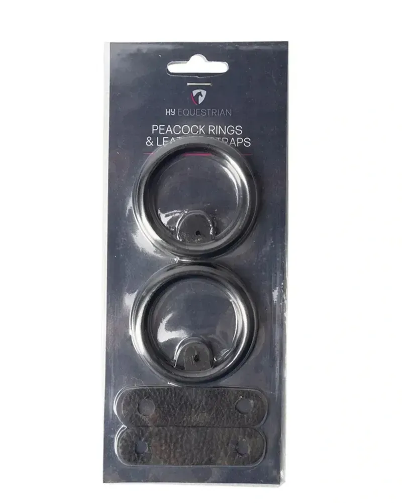 Hy Equestrian Peacock Rings and Leather Straps Pair in Black-1