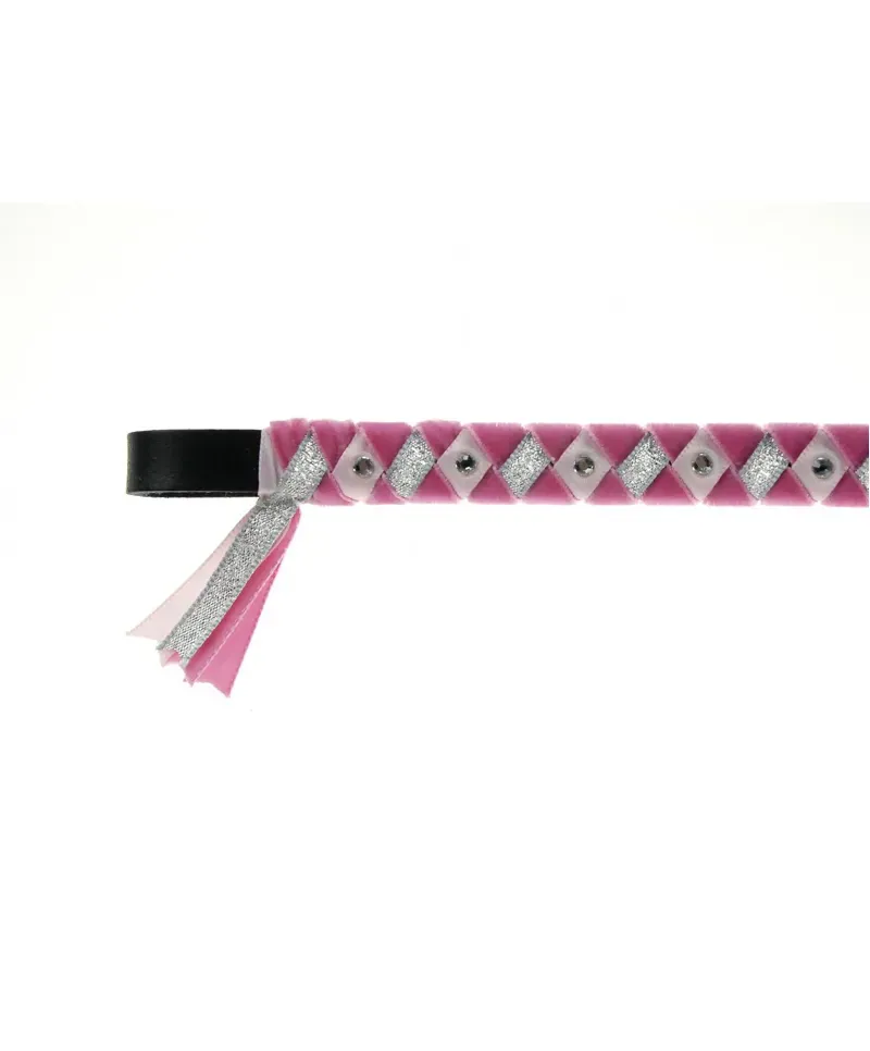 ShowQuest York Brow Band in Cerise/Pale Pink/Silver with Crystals