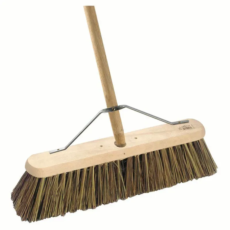 Hill Brush Medium Very Stiff Platform Broom Complete With Handle and Stay in Brown