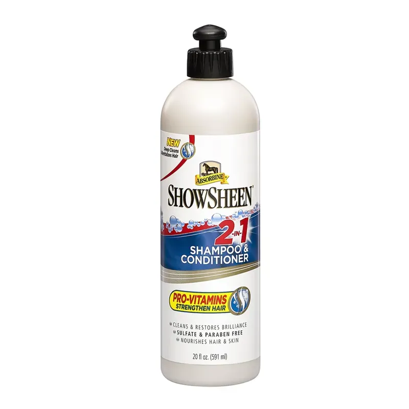 Absorbine ShowSheen 591ml 2-In-1 Shampoo and Conditioner in White