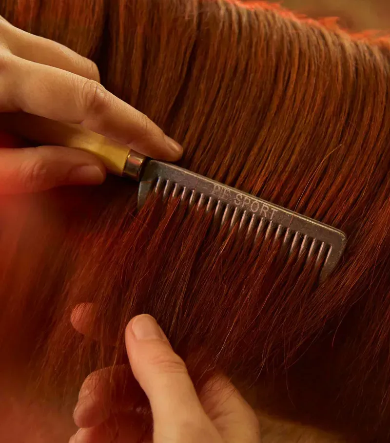 Premier Equine Aluminium Mane Comb With Wooden Handle in Silver-1