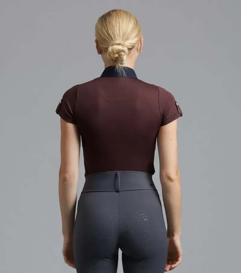 WI - Premier Equine Ladies Amia Technical Short Sleeve Riding Top in Navy-3