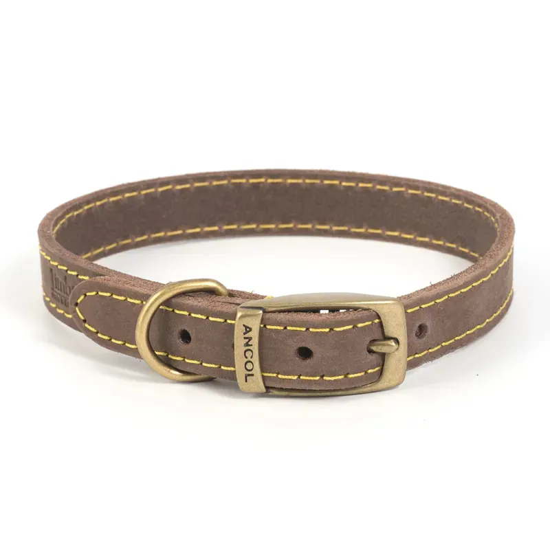 Ancol Timberwolf Leather Collar in Sable