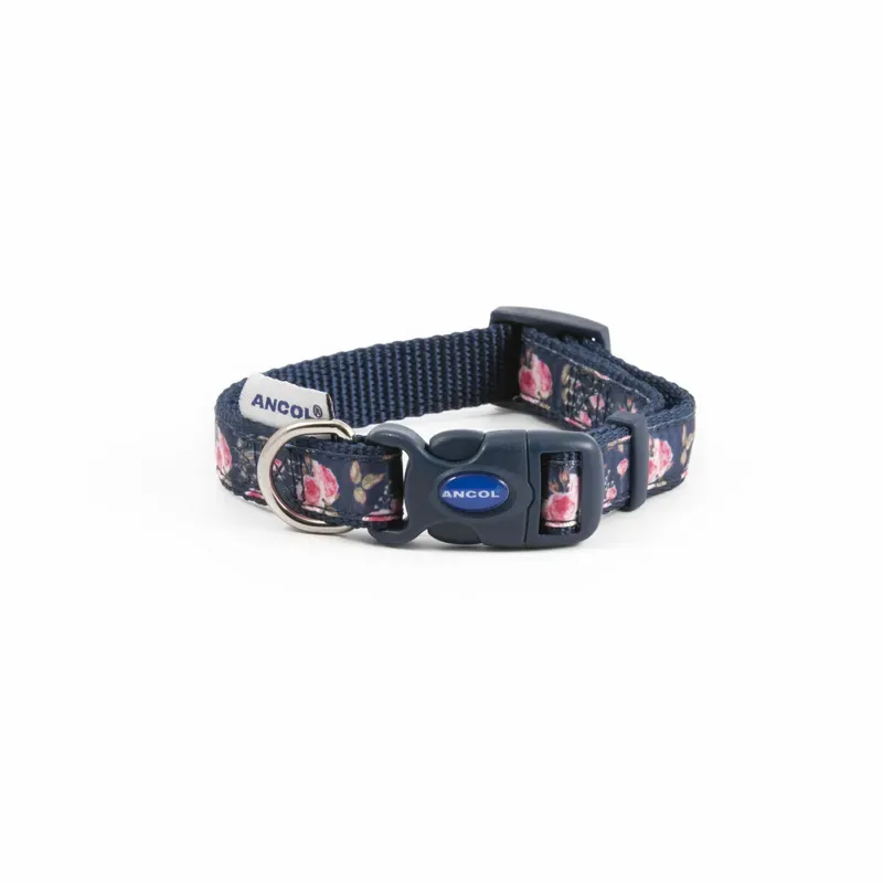 Ancol 2-5 30 - 50cm Patterned Collection Collar in Navy Rose