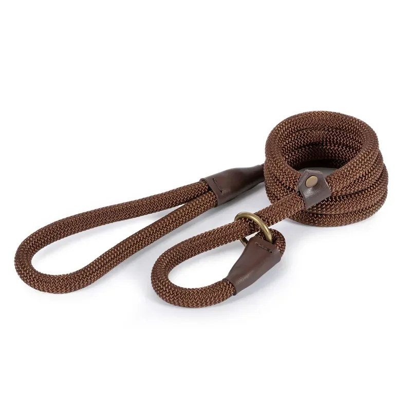 Ancol 150cm x 1.2 cm Heritage Collection Deluxe Nylon Rope Slip Lead in Brown