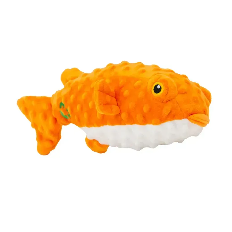 Ancol 35cm Made From Puffer Fish Toy in Orange