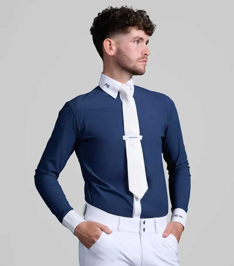 Premier Equine Mens Andate Long Sleeve Show Shirt in Navy