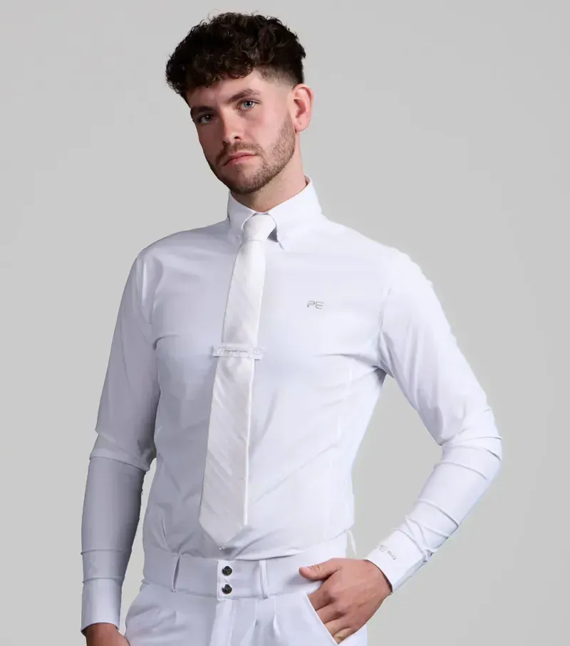 Premier Equine Mens Andate Long Sleeve Show Shirt in White