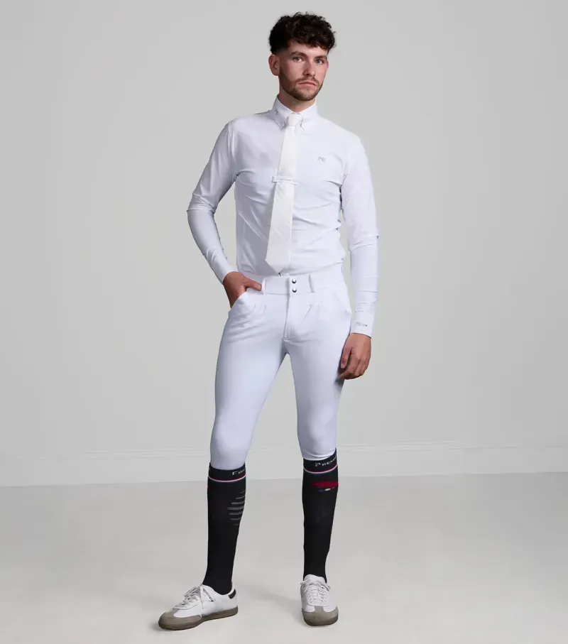 Premier Equine Mens Andate Long Sleeve Show Shirt in White-1