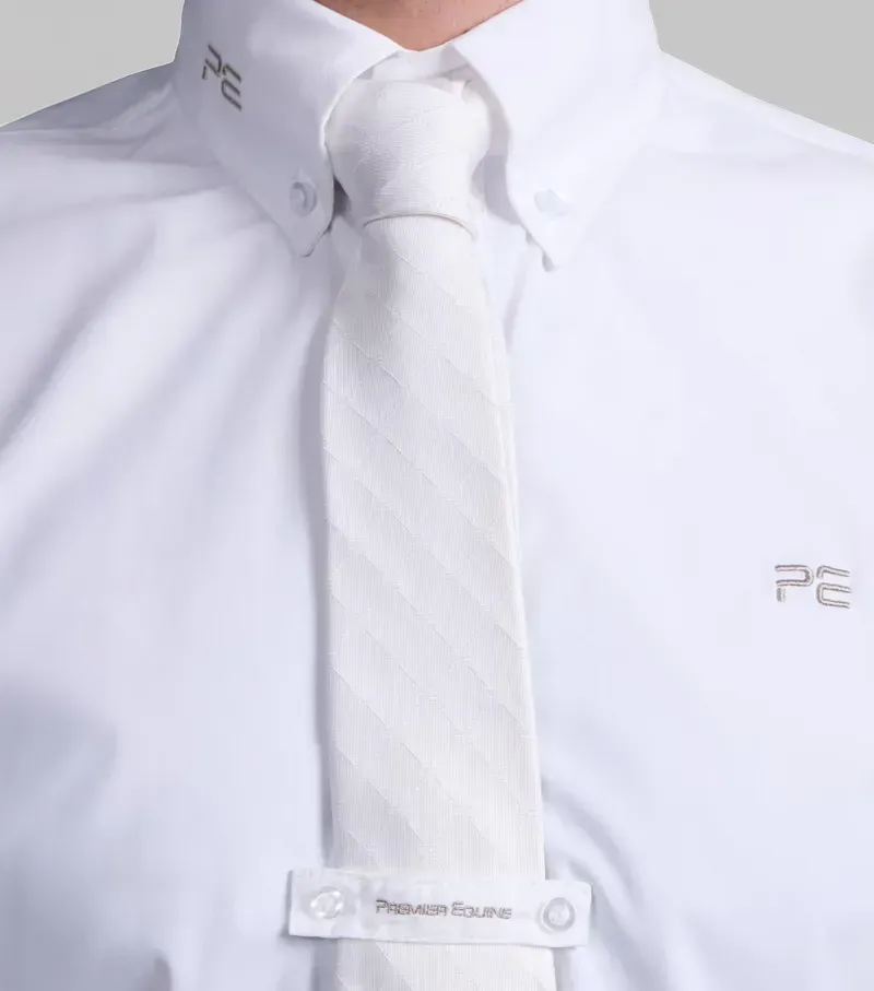 Premier Equine Mens Andate Long Sleeve Show Shirt in White-3