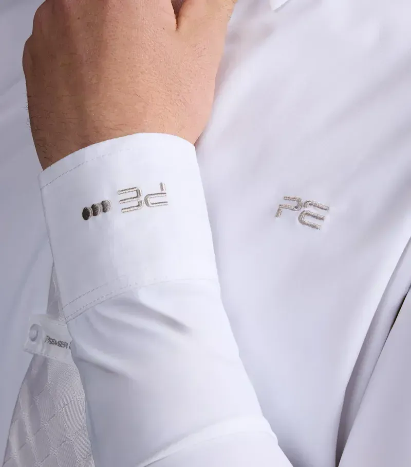 Premier Equine Mens Andate Long Sleeve Show Shirt in White-4