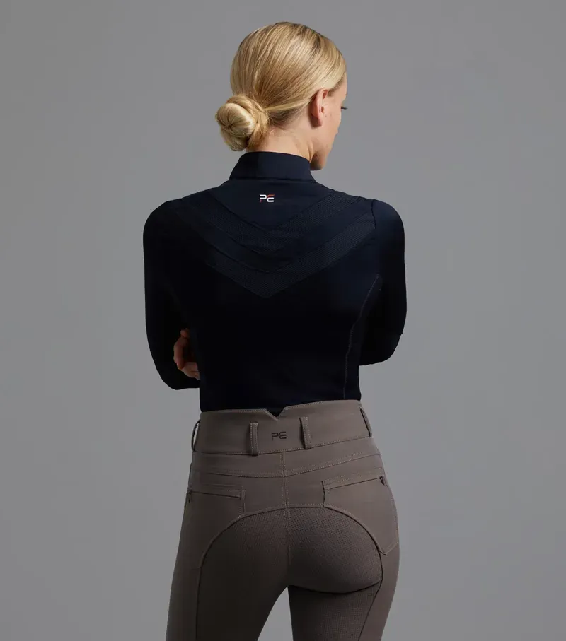 Premier Equine Ladies Arclos Technical Long Sleeve Riding Top in Navy-2