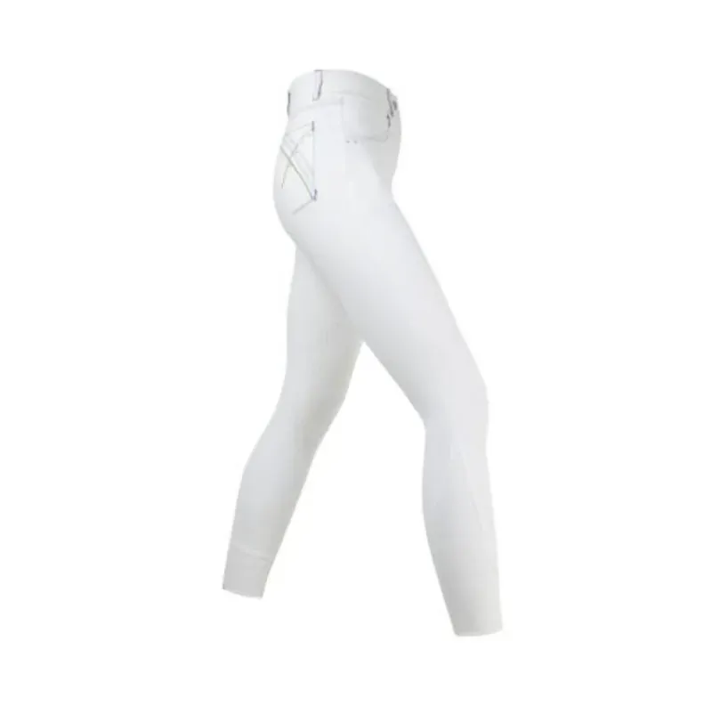 Hy Performance Olympian Ladies Breeches in Arctic White/Royal Blue