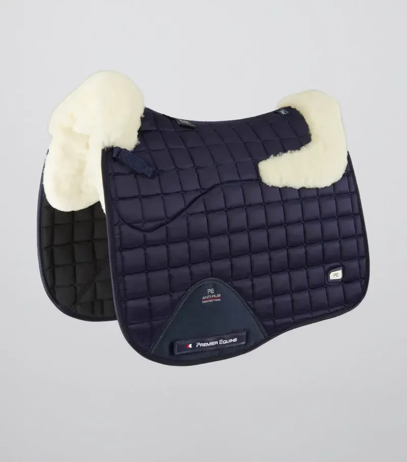Premier Equine Atlantis CC Satin Wool Dressage Square in Navy/Natural