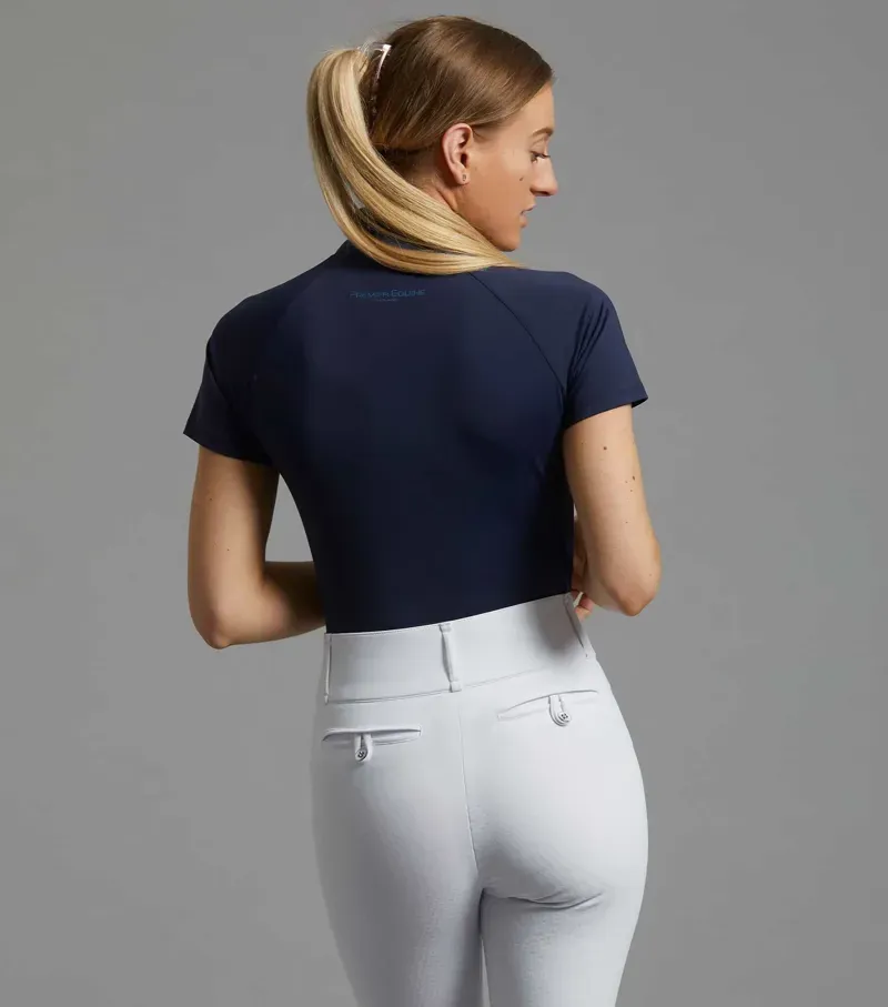 Premier Equine Ladies Aura Short Sleeve Riding Top in Navy-2