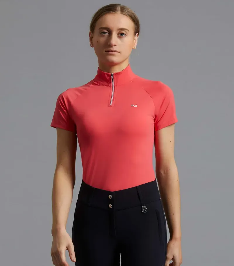 Premier Equine Ladies Aura Short Sleeve Riding Top in Pink