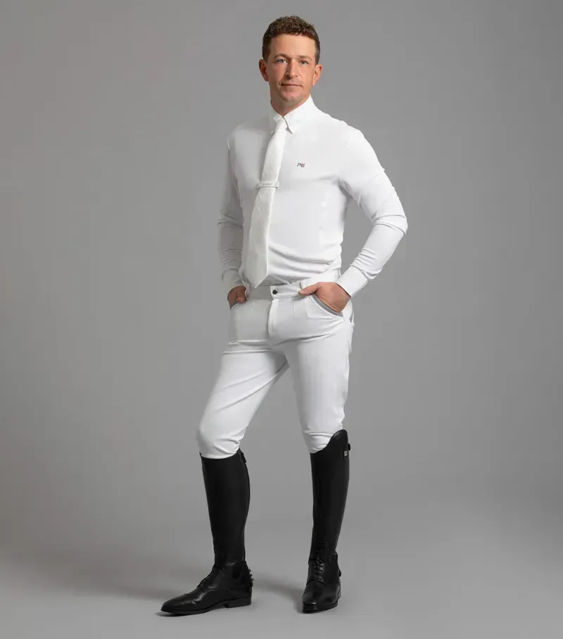 Premier Equine Gents Barusso Gel Knee Breeches in White