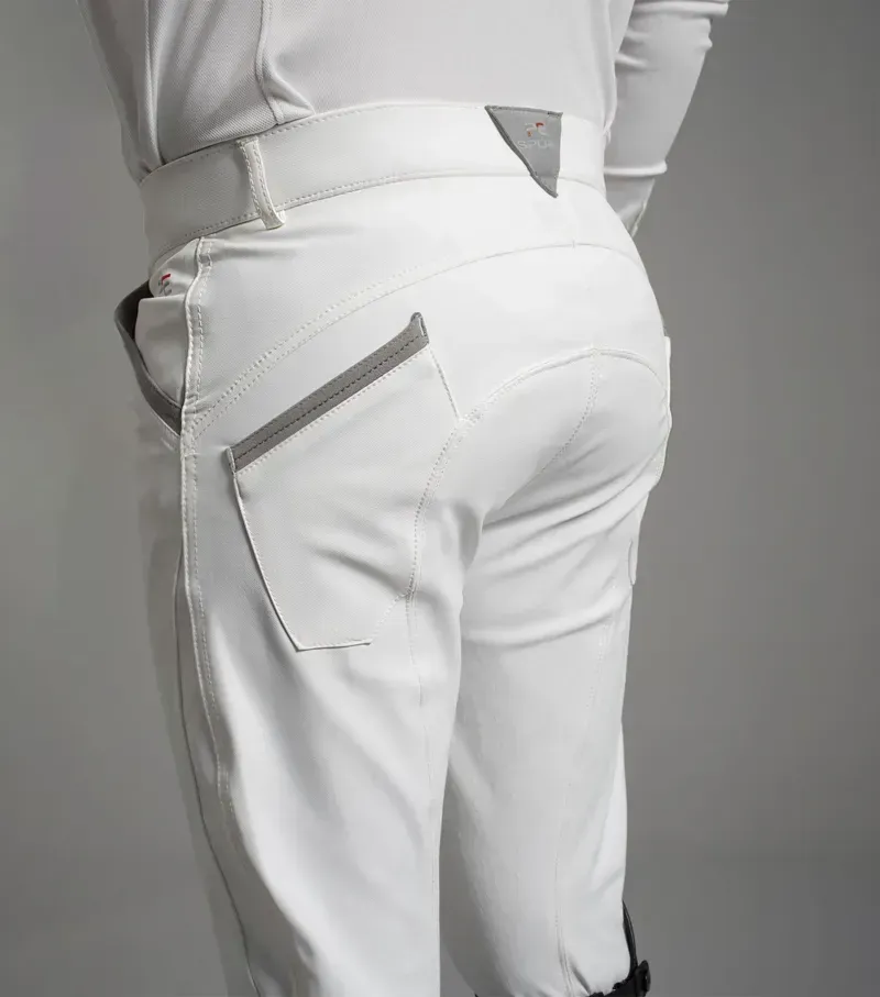 Premier Equine Gents Barusso Gel Knee Breeches in White-2