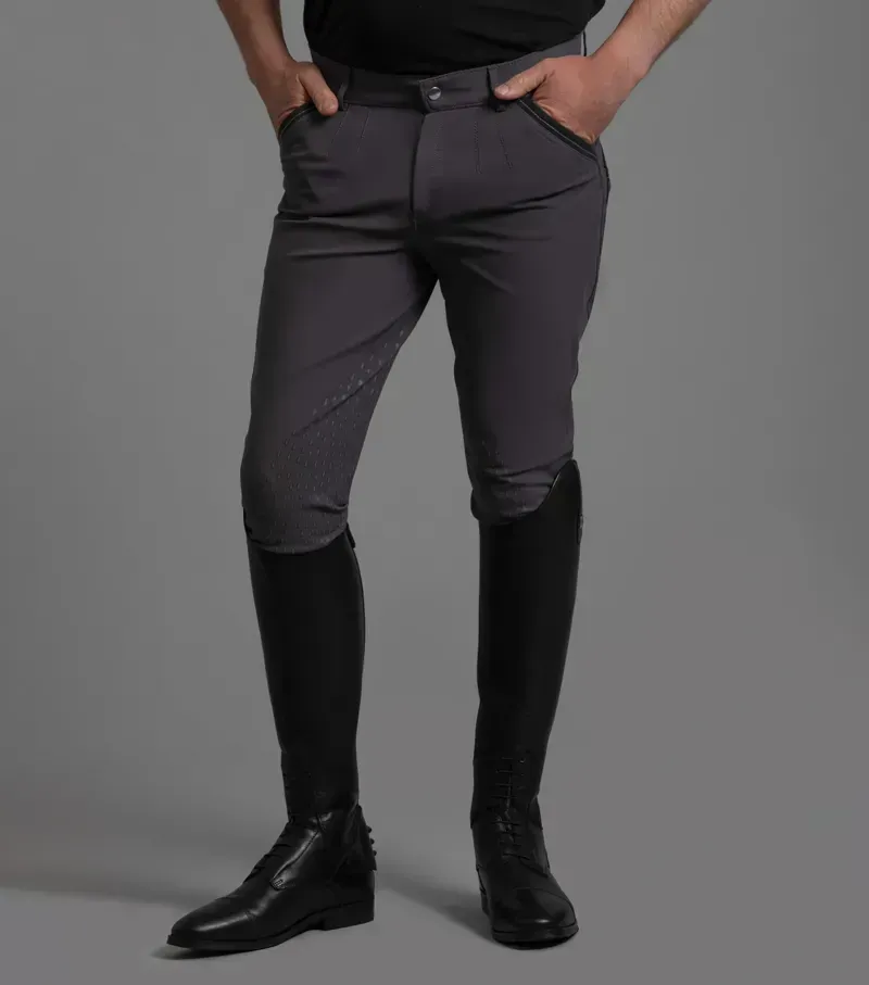 Premier Equine Gents Barusso Gel Knee Breeches in Anthracite-1