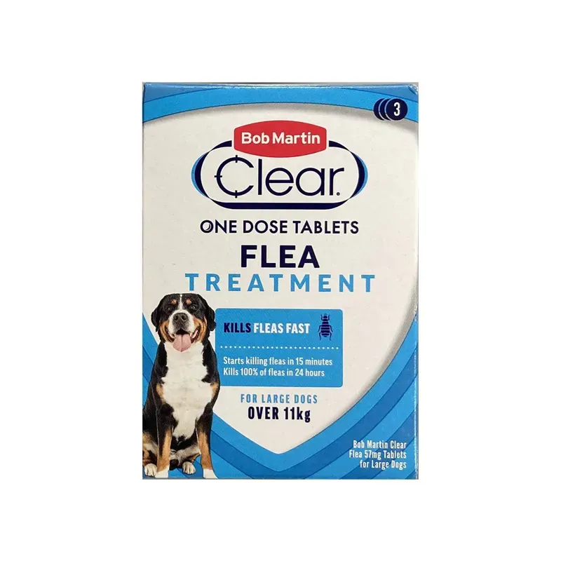 Bob Martin Over 11kg X 3 pack Clear Flea Tablets For Large Dogs in White
