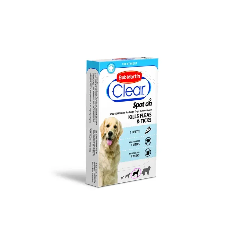 Bob Martin 20-40kg X 1 Tubes Clear Spot On For Large Dogs in White