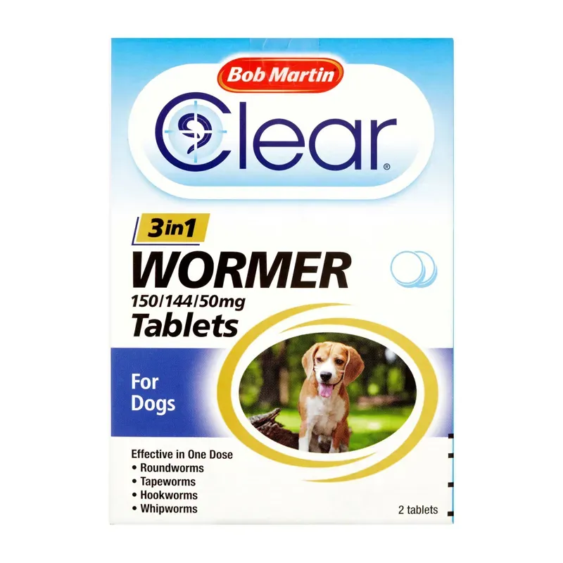 Bob Martin X 2 pack Clear 3-In-1 Wormer Tablets For Dogs