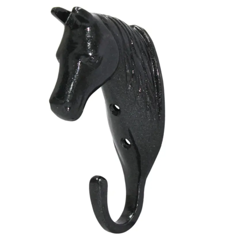 Perry Equestrian Horse Head Single Stable/Wall Hook in Black