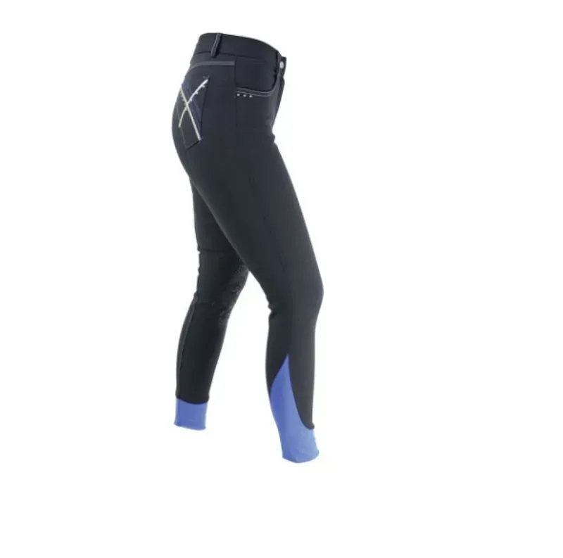 Hy Performance Olympian Ladies Breeches in Black Panther/Royal Blue