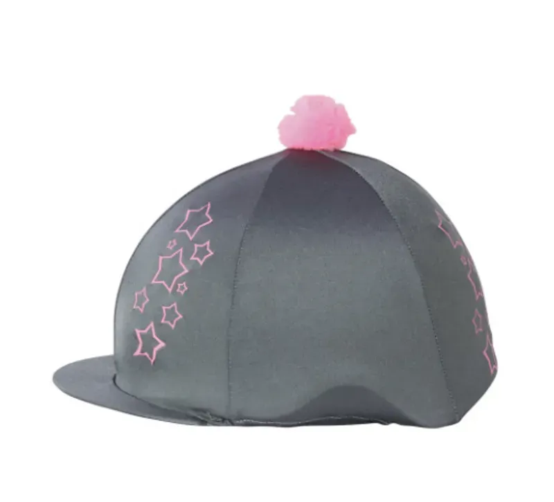 Hy Equestrian Stella Hat Cover in Grey/Pink