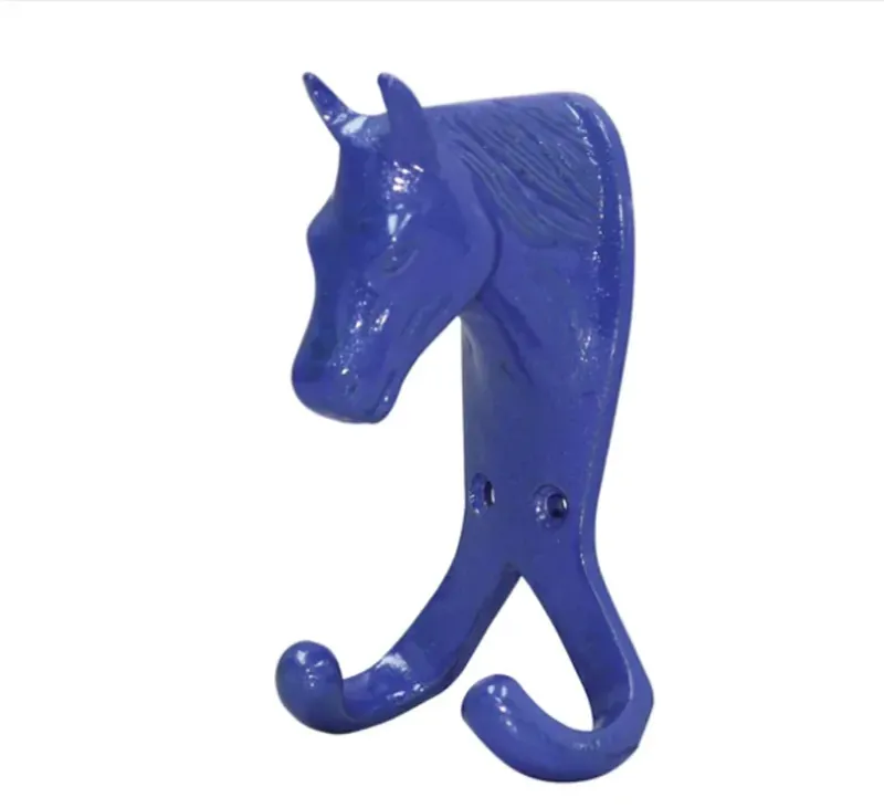 Perry Equestrian Horse Head Double Stable/Wall Hook in Blue