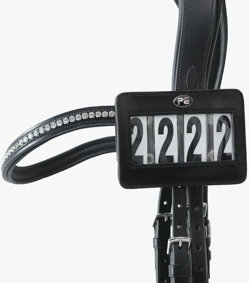 Premier Equine Bridle Competition Number Holder in Black