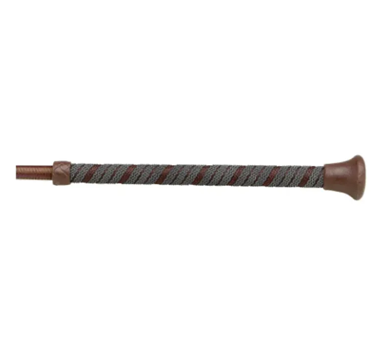 Hy Equestrian Schooling Whip Spiral Sure Grip Handle in Brown
