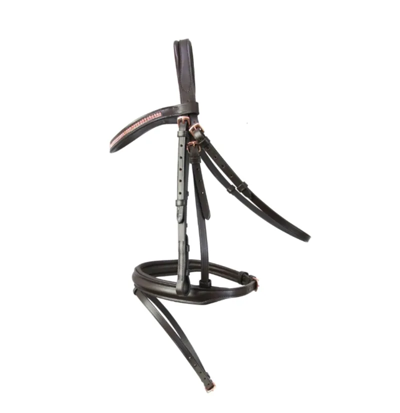 Hy Equestrian Rosciano Rose Gold Bridle in Brown/Rose Gold