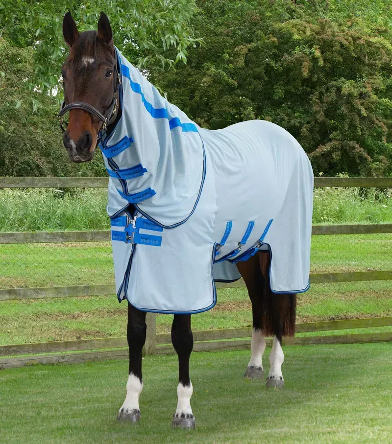 Premier Equine Bug Buster Fly Rug With Detachable Neck And Belly Flap in Blue