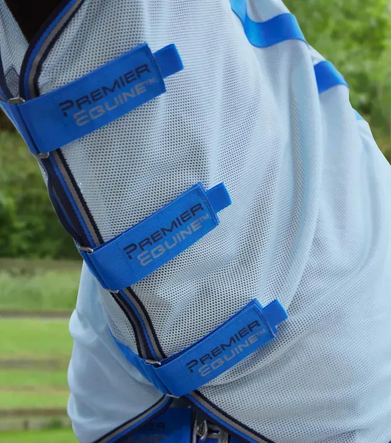 Premier Equine Bug Buster Fly Rug With Detachable Neck And Belly Flap in Blue-1