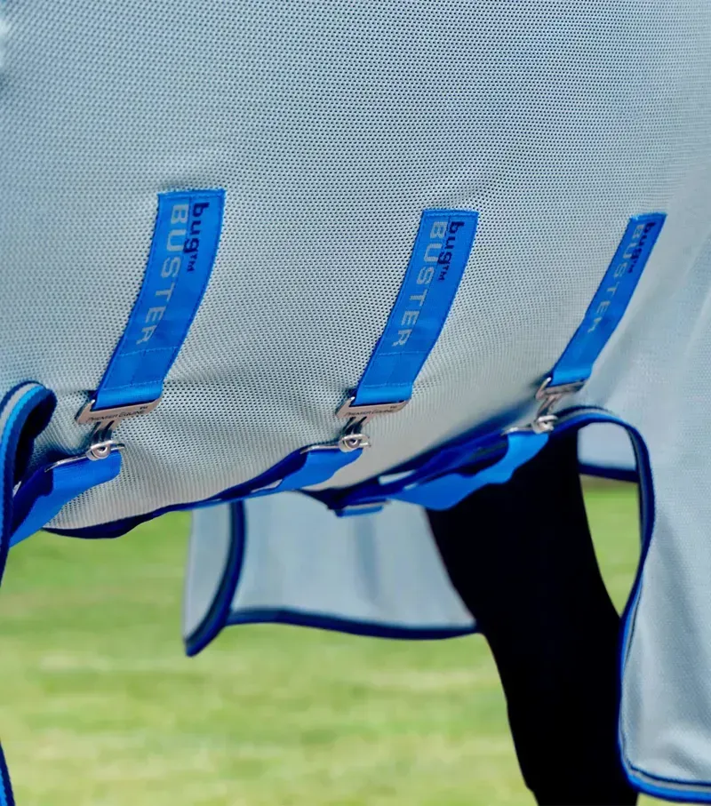 Premier Equine Bug Buster Fly Rug With Detachable Neck And Belly Flap in Blue-4