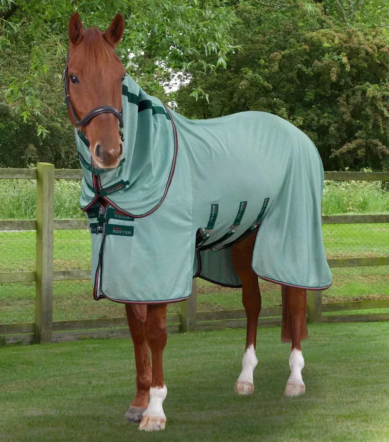 Premier Equine Bug Buster Fly Rug With Detachable Neck And Belly Flap in Mint Green
