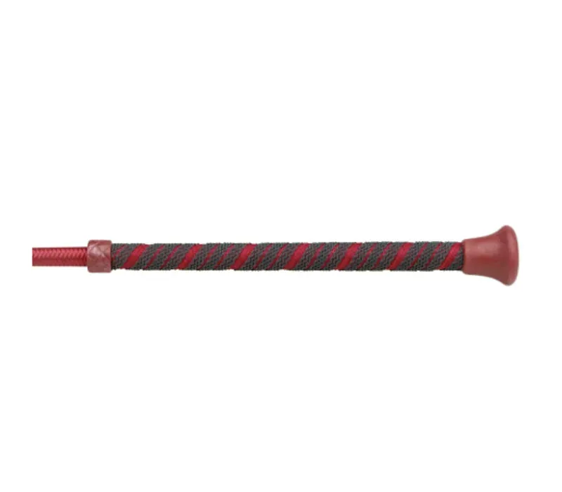 Hy Equestrian Schooling Whip Spiral Sure Grip Handle in Burgundy