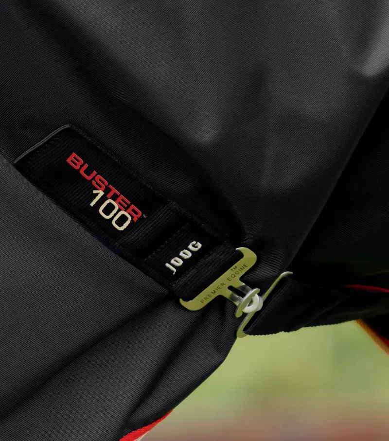 Premier Equine Buster 100g Turnout Rug With Snug-Fit Neck Cover in Black-4