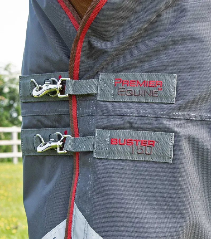 Premier Equine Buster 150g Turnout Rug With Classic Neck Cover in Grey-3