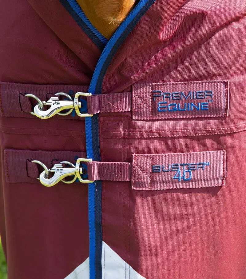 Premier Equine Buster 40g Turnout Rug With Classic Neck Cover in Burgundy-3