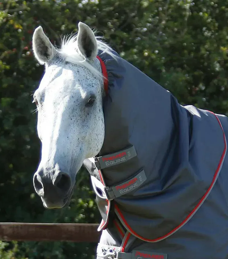 Premier Equine Buster 50g Turnout Rug With Snug-Fit Neck Cover in Grey-2