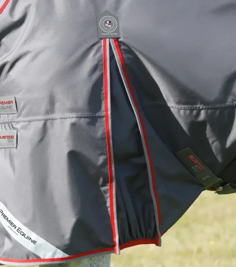 Premier Equine Buster 50g Turnout Rug With Snug-Fit Neck Cover in Grey-4