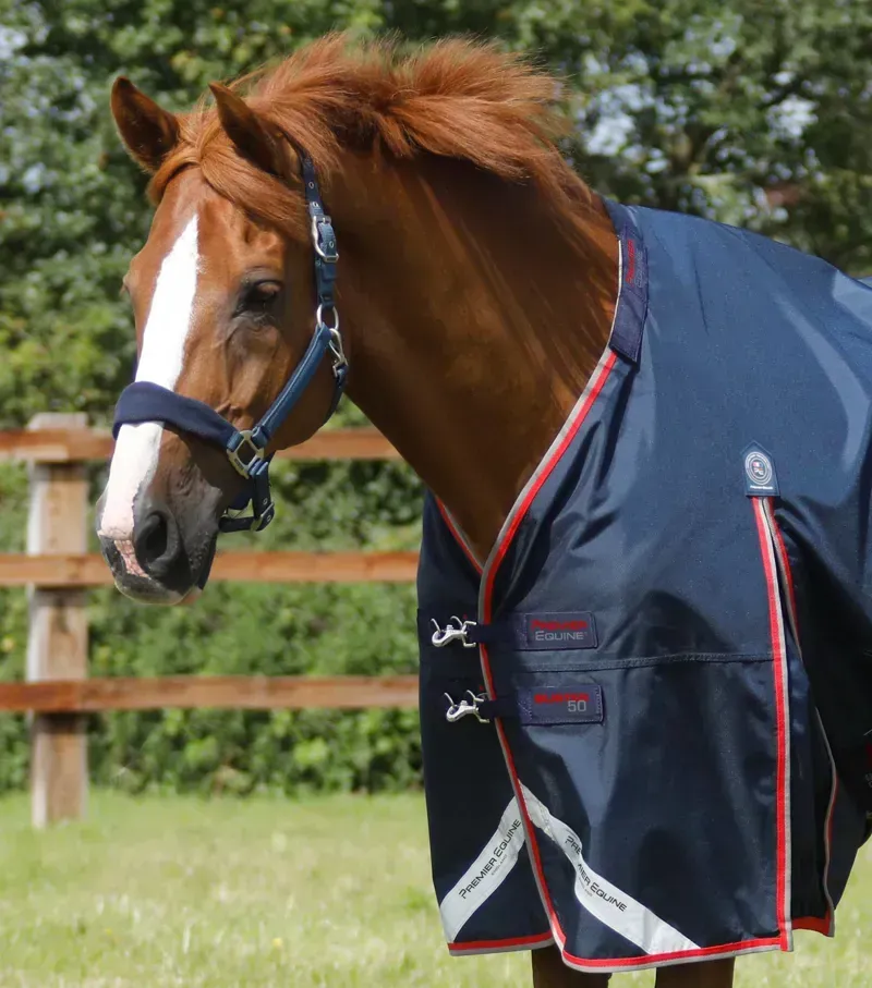 Premier Equine Buster 50g Turnout Rug With Snug-Fit Neck Cover in Navy