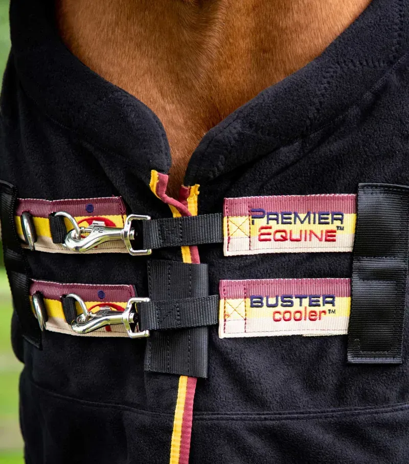 Premier Equine Buster Fleece Cooler Rug Continental Edition in Black-2