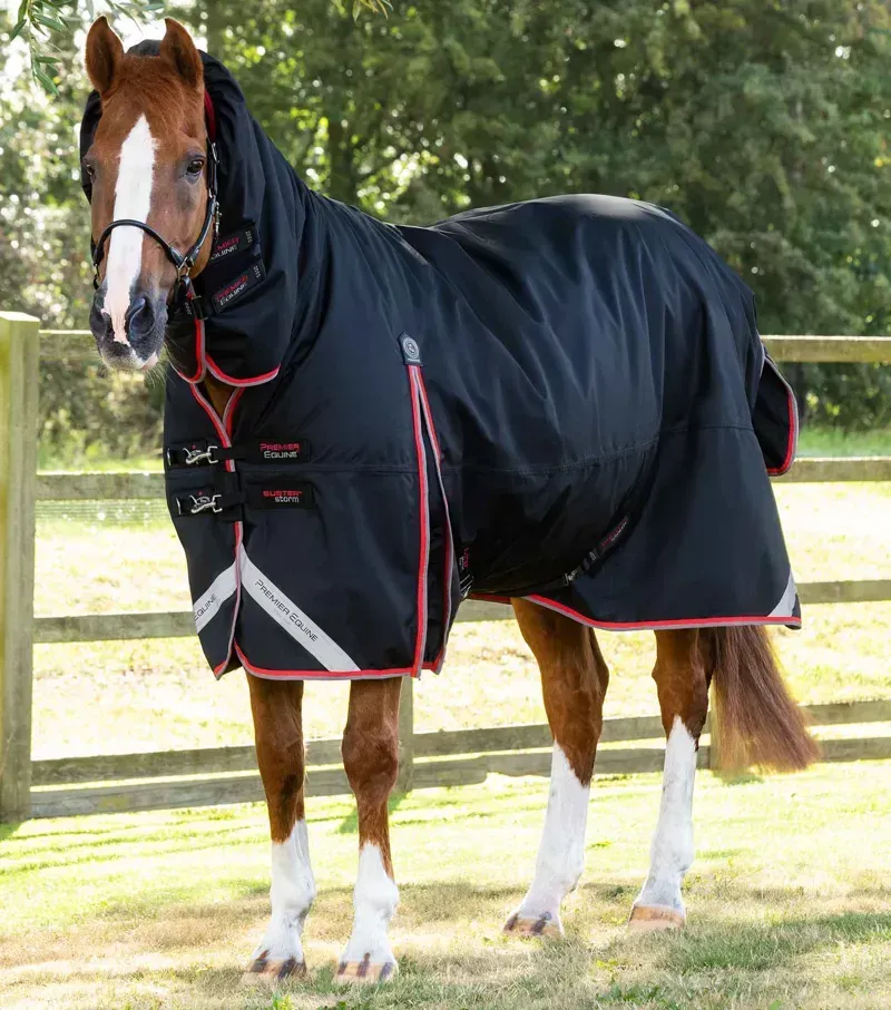 Premier Equine Buster Storm 400g Combo Turnout Rug With Snug-Fit Neck in Black