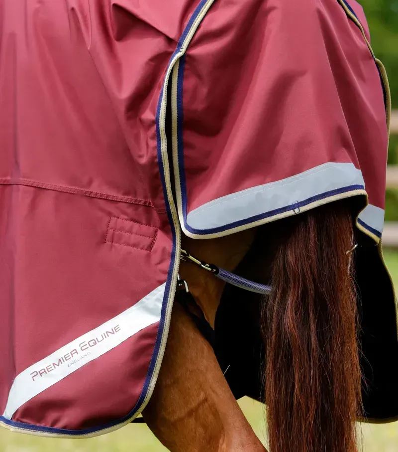Premier Equine Buster Zero Turnout Rug With Classic Neck Cover in Burgundy-4